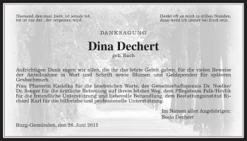 Traueranzeige von Dina Dechert von Gießener Allgemeine, Alsfelder Allgemeine