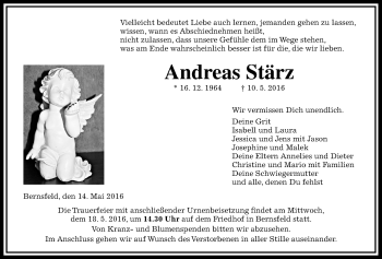 Traueranzeige von Andreas Stärz von Alsfelder Allgemeine