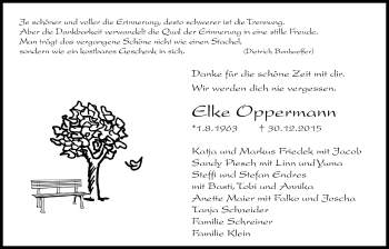 Traueranzeige von Elke Oppermann von Licher Wochenblatt, Licher Wochenblatt, Licher Wochenblatt
