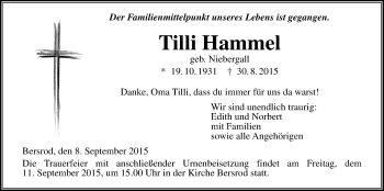 Traueranzeige von Tilli Hammel von Gießener Allgemeine, Alsfelder Allgemeine