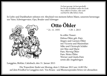 Traueranzeige von Otto Öhler von Gießener Allgemeine, Alsfelder Allgemeine