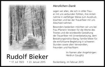 Traueranzeige von Rudolf Bieker von Wetterauer Zeitung, Wetterauer Zeitung
