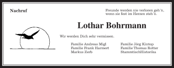 Traueranzeige von Lothar Borhmann von Wetterauer Zeitung, Wetterauer Zeitung