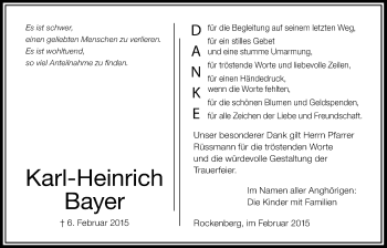 Traueranzeige von Karl-Heinrich Bayer von Wetterauer Zeitung, Wetterauer Zeitung