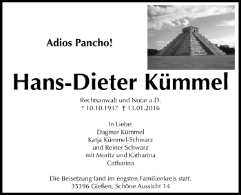 Traueranzeige von Hans-Dieter Kümmel 