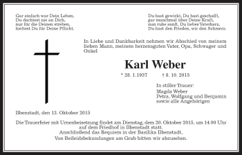 Traueranzeige von Karl Weber von Wetterauer Zeitung, Wetterauer Zeitung