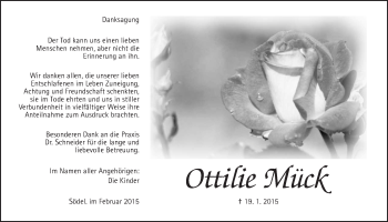 Traueranzeige von Ottilie Mück von Wetterauer Zeitung, Wetterauer Zeitung