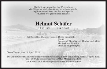 Traueranzeige von Helmut Schäfer von Alsfelder Allgemeine