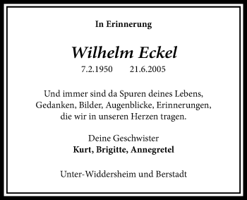 Traueranzeige von Wilhelm Eckel von Licher Wochenblatt, Licher Wochenblatt, Licher Wochenblatt