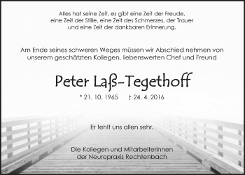 Traueranzeige von Peter Laß-Tegethoff von Gießener Allgemeine, Alsfelder Allgemeine