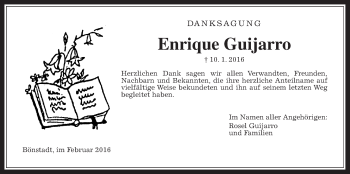 Traueranzeige von Enrique Guijarro von Wetterauer Zeitung, Wetterauer Zeitung