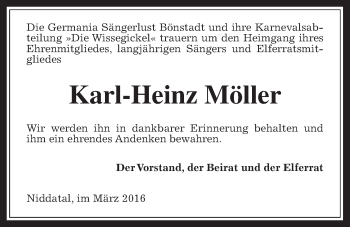 Traueranzeige von Karl-Heinz Möller von Wetterauer Zeitung, Wetterauer Zeitung