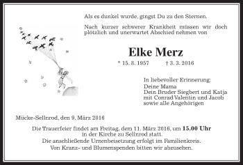 Traueranzeige von Elke Merz von Gießener Allgemeine, Alsfelder Allgemeine