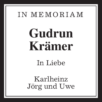 Traueranzeige von Gudrun Krämer von Wetterauer Zeitung, Wetterauer Zeitung
