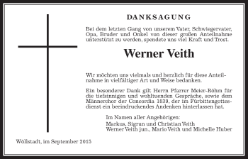 Traueranzeige von Werner Veith von Wetterauer Zeitung, Wetterauer Zeitung