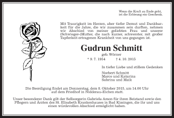 Traueranzeige von Gudrun Schmitt von Wetterauer Zeitung, Wetterauer Zeitung