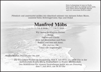Traueranzeige von Manfred Möbs von Wetterauer Zeitung, Wetterauer Zeitung