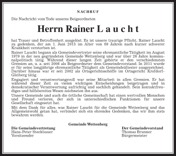 Traueranzeige von Rainer Laucht von Gießener Allgemeine, Alsfelder Allgemeine