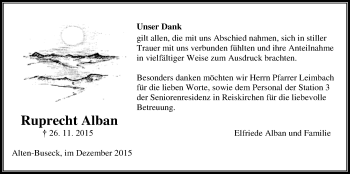 Traueranzeige von Ruprecht Alban von Gießener Allgemeine, Alsfelder Allgemeine