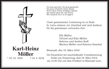 Traueranzeige von Karl-Heinz Möller von Wetterauer Zeitung, Wetterauer Zeitung