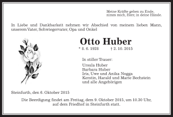 Traueranzeige von Otto Huber von Wetterauer Zeitung, Wetterauer Zeitung