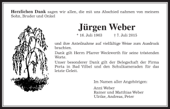 Traueranzeige von Jürgen Weber von Wetterauer Zeitung, Wetterauer Zeitung