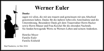 Traueranzeige von Werner Euler von Wetterauer Zeitung, Wetterauer Zeitung