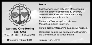 Traueranzeige von Waltraud Otto-Hering von Gießener Allgemeine, Alsfelder Allgemeine