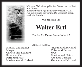 Traueranzeige von Walter Ertl von Alsfelder Allgemeine