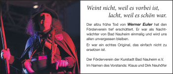 Traueranzeige von Werner Euler von Wetterauer Zeitung, Wetterauer Zeitung