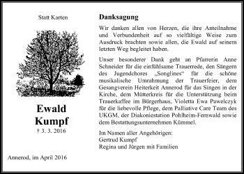 Traueranzeige von Ewald Kumpf von Gießener Allgemeine, Alsfelder Allgemeine