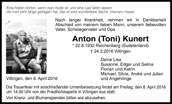 Traueranzeige von Anton Kunert von Gießener Allgemeine, Alsfelder Allgemeine