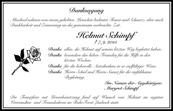 Traueranzeige von Helmut Schimpf von Licher Wochenblatt, Licher Wochenblatt, Licher Wochenblatt