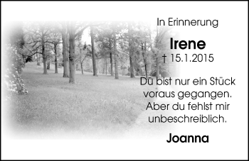 Traueranzeige von Irene Müller von Licher Wochenblatt, Licher Wochenblatt, Licher Wochenblatt