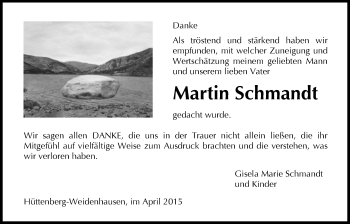 Traueranzeige von Martin Schmidt von Gießener Allgemeine, Alsfelder Allgemeine