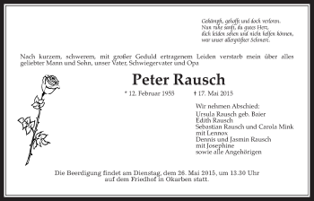 Traueranzeige von Peter Rausch von Wetterauer Zeitung