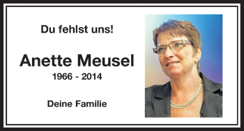 Traueranzeige von Anette Meusel von Gießener Allgemeine, Alsfelder Allgemeine
