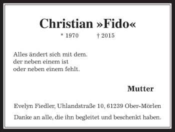 Traueranzeige von Christian 