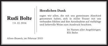 Traueranzeige von Rudi Bolte von Gießener Allgemeine, Alsfelder Allgemeine