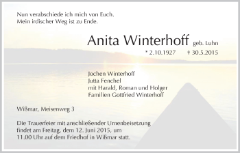 Traueranzeige von Anita Winterhoff von Gießener Allgemeine, Alsfelder Allgemeine