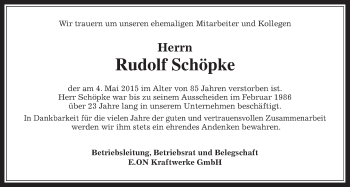 Traueranzeige von Rudolf Schöpke von Gießener Allgemeine, Alsfelder Allgemeine, Wetterauer Zeitung, Wetterauer Zeitung