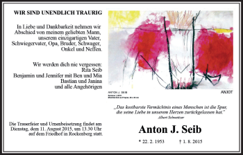 Traueranzeige von Anton Seib von Wetterauer Zeitung, Wetterauer Zeitung