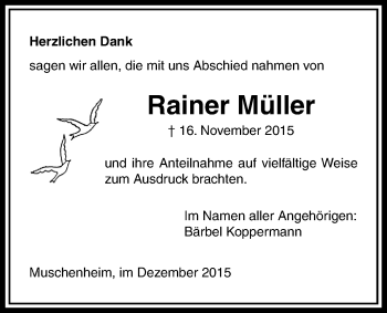 Traueranzeige von Rainer Müller von Licher Wochenblatt, Licher Wochenblatt, Licher Wochenblatt