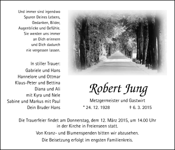 Traueranzeige von Robert Jung von Gießener Allgemeine, Alsfelder Allgemeine