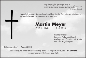 Traueranzeige von Martin Meyer von Alsfelder Allgemeine