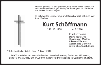 Traueranzeige von Kurt Schöffmann von Gießener Allgemeine, Alsfelder Allgemeine