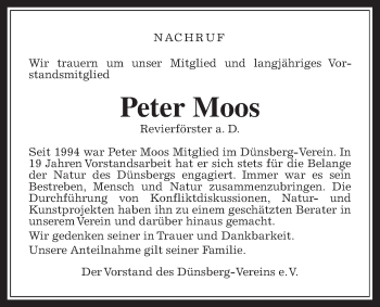 Traueranzeige von Peter Moos von Gießener Allgemeine, Alsfelder Allgemeine