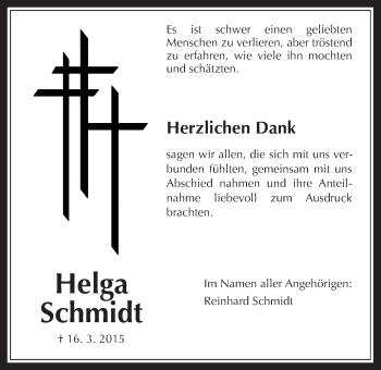 Traueranzeige von Helga Schmidt von Rabenauer Zeitung