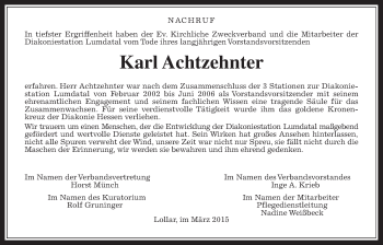Traueranzeige von Karl Achtzehnter von Gießener Allgemeine, Alsfelder Allgemeine
