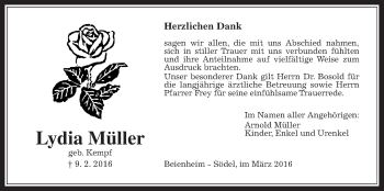 Traueranzeige von Lydia Müller von Wetterauer Zeitung, Wetterauer Zeitung
